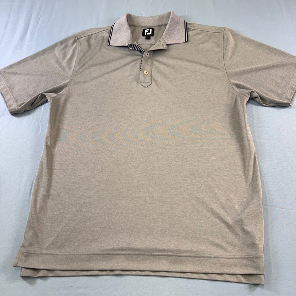FootJoy‎ Mens ProDry Golf Polo Shirt Tan Khaki Short Sleeve Size Medium FJ Logo